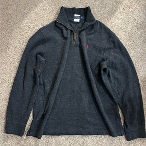 Polo Ralph Lauren Estate Rib Quarter-Zip Pullover - Charcoal Heather Grey
